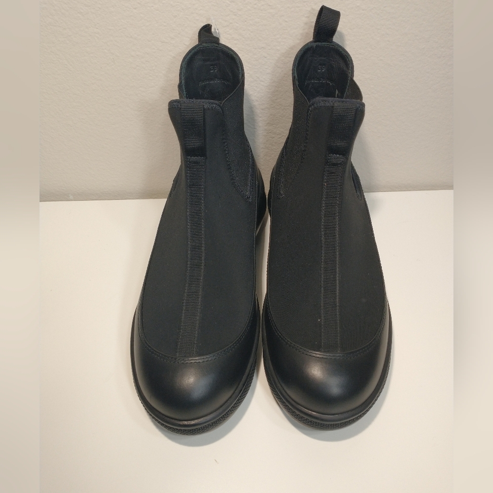 THEORY WOMEN'S PROJECT NEOPRENE/LEATHER BLACK SLIP-ON  BOOT SIZE:39